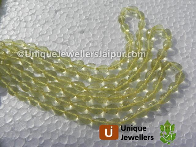 Lemon Quartz Straight Drill Faceted Drop Beads